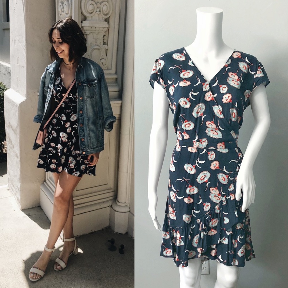 SOLD J.Crew Mercantile Floral Faux Wrap Ruffle